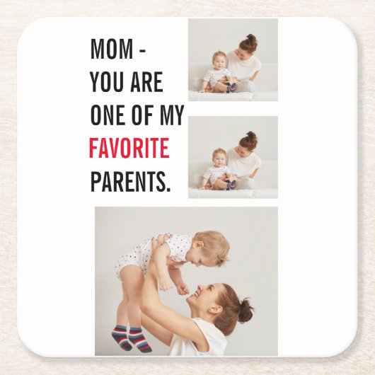 コラージュモダン写真とハッピーマザーズのデイギフト スクエアペーパーコースター (正面)