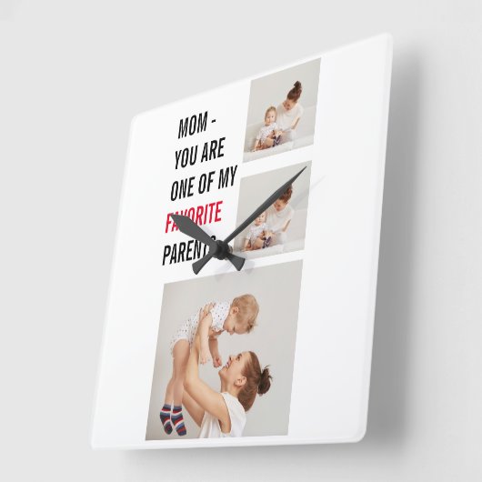 コラージュモダン写真とハッピーマザーズのデイギフト スクエア壁時計 (傾斜)