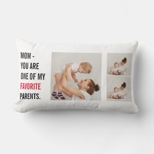 コラージュモダン写真とハッピーマザーズのデイギフト ランバークッション (正面)