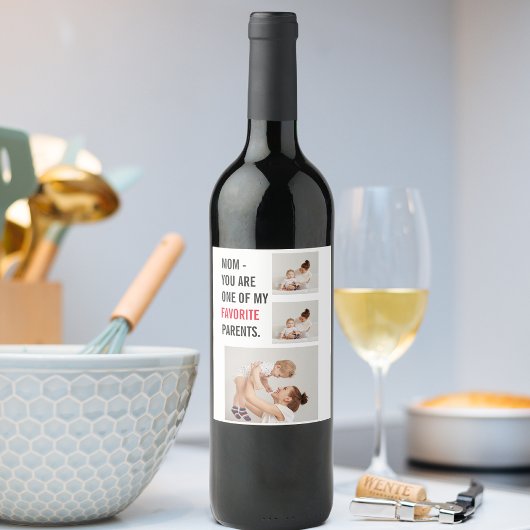 コラージュモダン写真とハッピーマザーズのデイギフト ワインラベル
