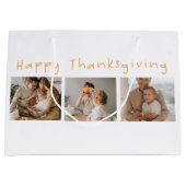 コラージュモダン写真とハッピー・サンクスギビング ラージペーパーバッグ (正面)