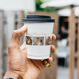 コラージュモダン写真とハッピー・サンクスギビング 紙コップ