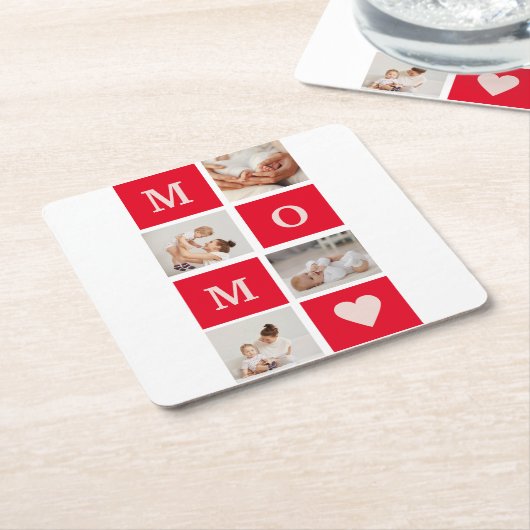 コラージュモダン写真とマ最高のマ・エバーギフト スクエアペーパーコースター (アングル)