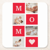 コラージュモダン写真とマ最高のマ・エバーギフト スクエアペーパーコースター (正面)