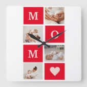 コラージュモダン写真とマ最高のマ・エバーギフト スクエア壁時計 (正面)