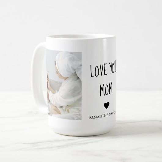 コラージュモダン写真を愛するママのギフト最高のプレゼント コーヒーマグカップ (正面左)