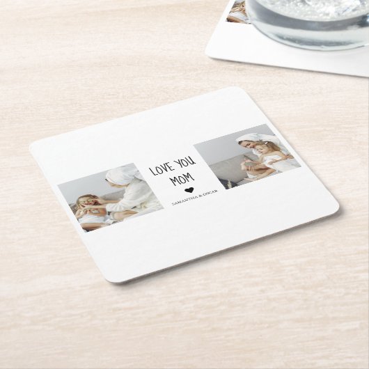コラージュモダン写真を愛するママのギフト最高のプレゼント スクエアペーパーコースター (アングル)