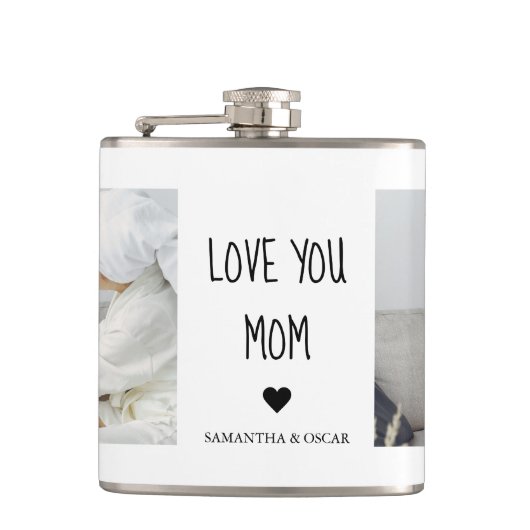 コラージュモダン写真を愛するママのギフト最高のプレゼント フラスク (正面)