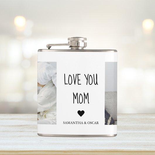 コラージュモダン写真を愛するママのギフト最高のプレゼント フラスク