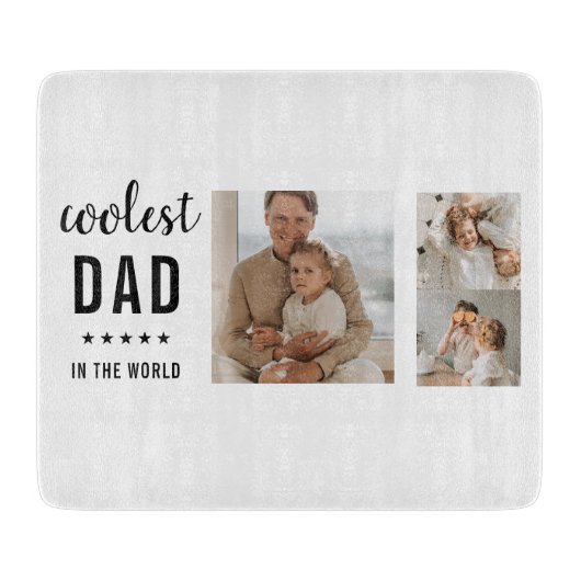 コラージュモダン写真ハッピーファーザーズ・デイギフト カッティングボード (正面)