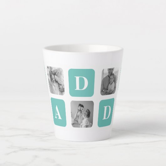 コラージュモダン写真ハッピーファーザーズ・デイギフト カフェラテマグ (正面)