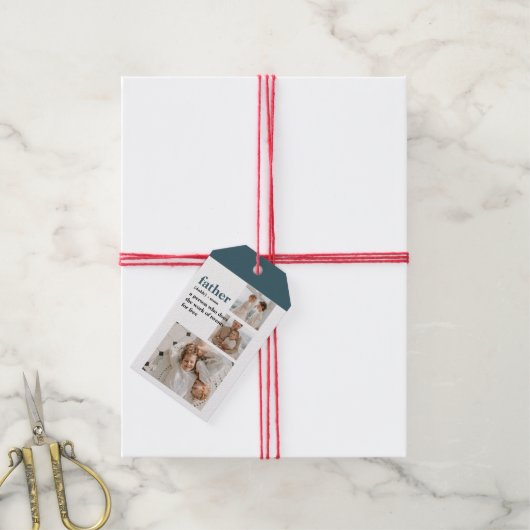 コラージュモダン写真ハッピーファーザーズ・デイギフト ギフトタグ (より糸付き)