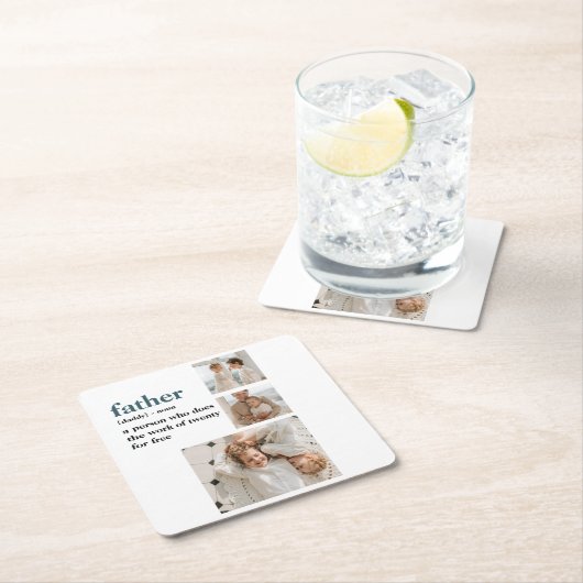 コラージュモダン写真ハッピーファーザーズ・デイギフト スクエアペーパーコースター (インサイチュ)