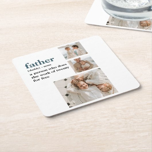 コラージュモダン写真ハッピーファーザーズ・デイギフト スクエアペーパーコースター (アングル)