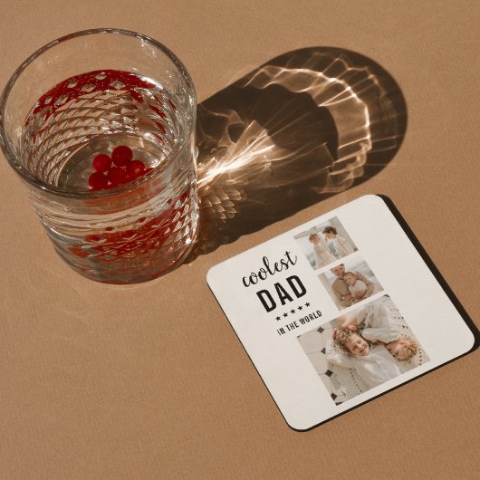 コラージュモダン写真ハッピーファーザーズ・デイギフト スクエアペーパーコースター