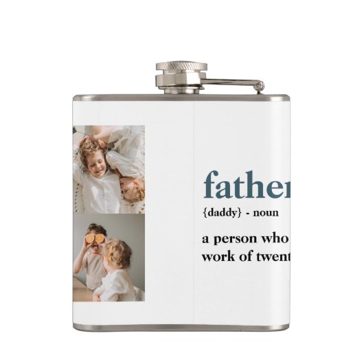 コラージュモダン写真ハッピーファーザーズ・デイギフト フラスク (裏面)