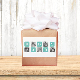 コラージュモダン写真ハッピーファーザーズ・デイギフト 長方形シール