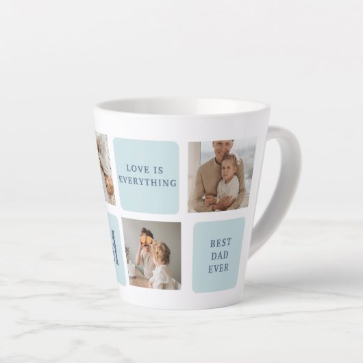 コラージュモダン写真ブルー最高のオフの贈り物 カフェラテマグ (右アングル)