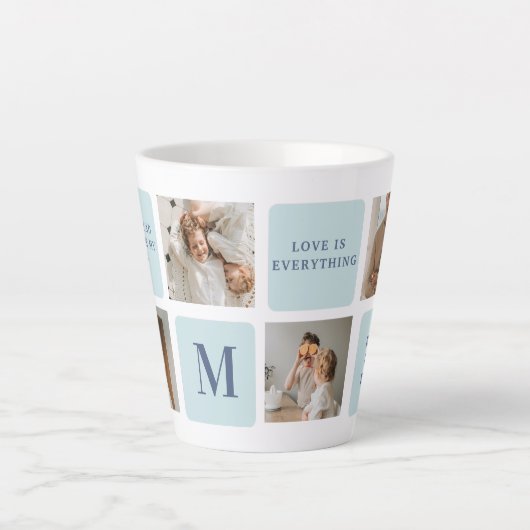 コラージュモダン写真ブルー最高のオフの贈り物 カフェラテマグ (正面)