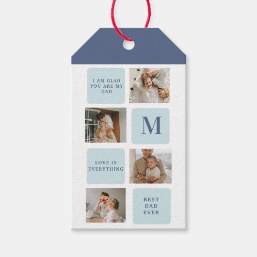 コラージュモダン写真ブルー最高のオフの贈り物 ギフトタグ (正面)