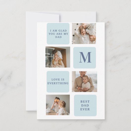 コラージュモダン写真ブルー最高のオフの贈り物 サンキューカード (正面)