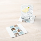 コラージュモダン写真ブルー最高のオフの贈り物 スクエアペーパーコースター (インサイチュ)