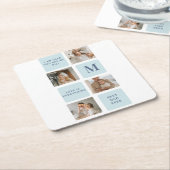 コラージュモダン写真ブルー最高のオフの贈り物 スクエアペーパーコースター (アングル)