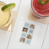 コラージュモダン写真ブルー最高のオフの贈り物 スクエアペーパーコースター