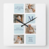 コラージュモダン写真ブルー最高のオフの贈り物 スクエア壁時計 (正面)