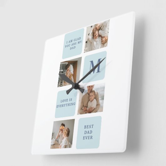 コラージュモダン写真ブルー最高のオフの贈り物 スクエア壁時計 (傾斜)