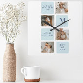 コラージュモダン写真ブルー最高のオフの贈り物 スクエア壁時計