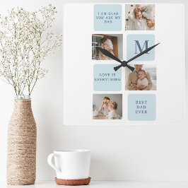 コラージュモダン写真ブルー最高のオフの贈り物 スクエア壁時計