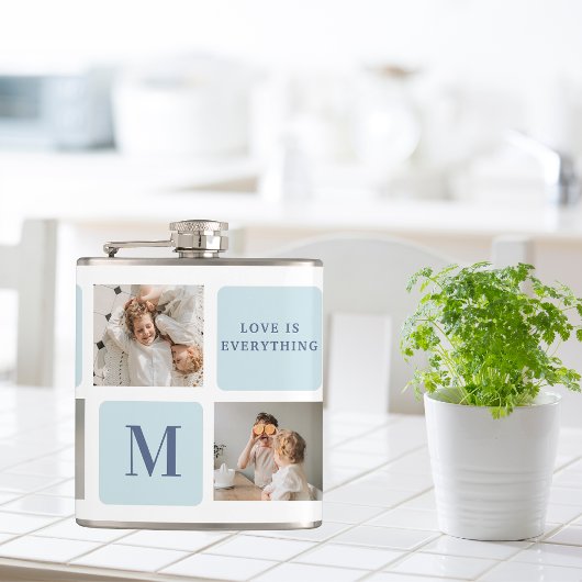 コラージュモダン写真ブルー最高のオフの贈り物 フラスク