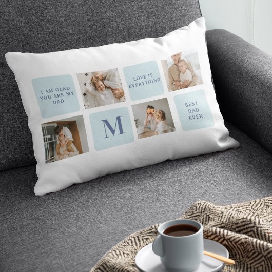 コラージュモダン写真ブルー最高のオフの贈り物 ランバークッション