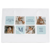 コラージュモダン写真ブルー最高のオフの贈り物 ラージペーパーバッグ (正面)