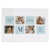 コラージュモダン写真ブルー最高のオフの贈り物 ラージペーパーバッグ (裏面)