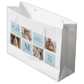 コラージュモダン写真ブルー最高のオフの贈り物 ラージペーパーバッグ (正面アングル)