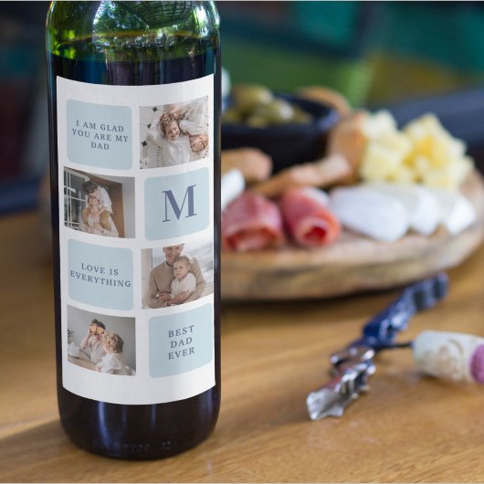 コラージュモダン写真ブルー最高のオフの贈り物 ワインラベル