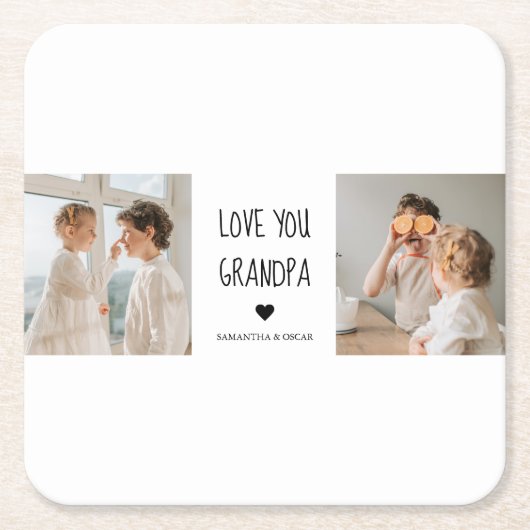 コラージュモダン写真ラブオフィズギフト最高のギフト スクエアペーパーコースター (正面)