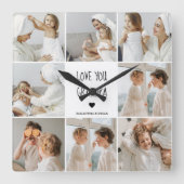 コラージュモダン写真ラブオフィズギフト最高のギフト スクエア壁時計 (正面)
