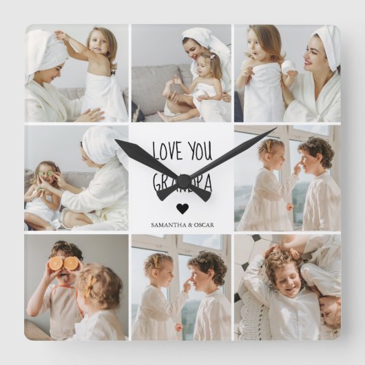 コラージュモダン写真ラブオフィズギフト最高のギフト スクエア壁時計 (正面)