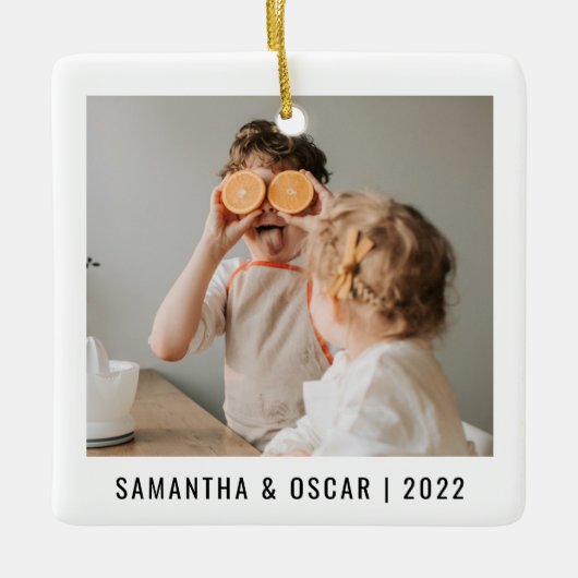 コラージュモダン写真ラブオフィズギフト最高のギフト セラミックオーナメント (正面)