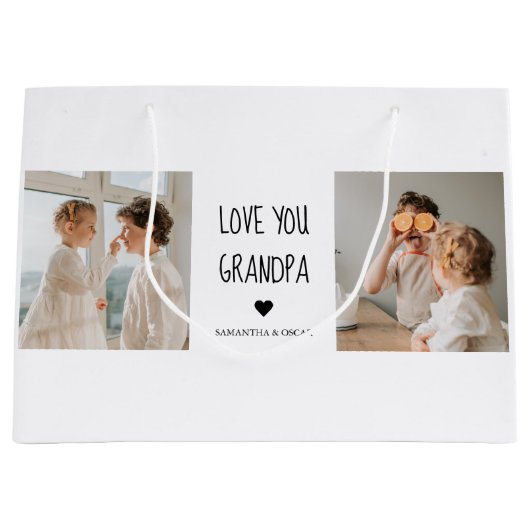 コラージュモダン写真ラブオフィズギフト最高のギフト ラージペーパーバッグ (正面)