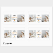 コラージュモダン写真幸せ感謝祭のおばあちゃん 長方形シール (シート)