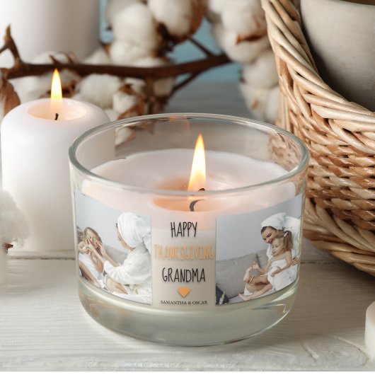 コラージュモダン写真幸せ感謝祭のおばあちゃん 長方形シール