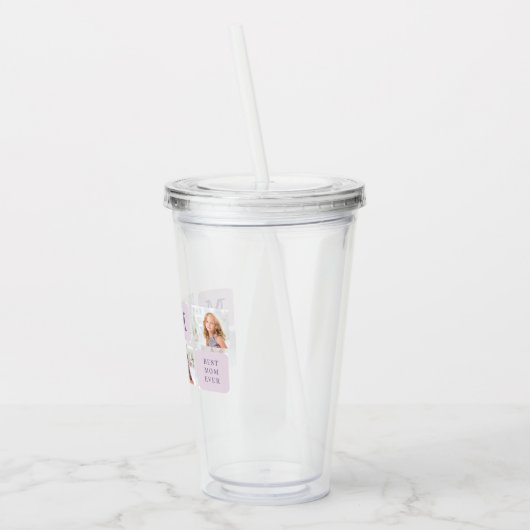 コラージュモダン写真最高のお母さん今まで紫の贈り物 アクリルタンブラー (左)