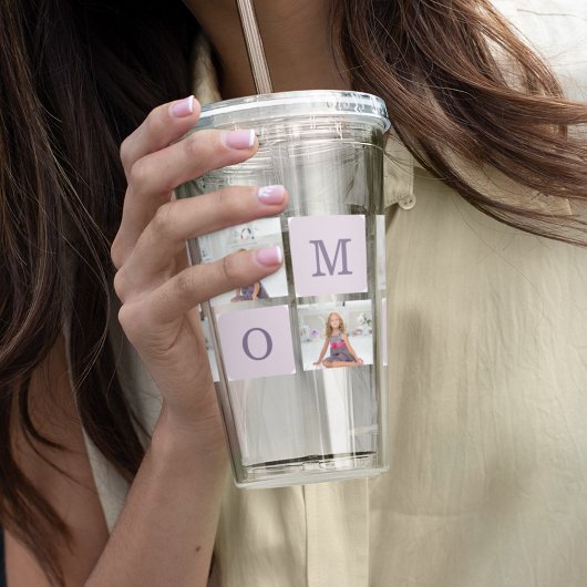 コラージュモダン写真最高のお母さん今まで紫の贈り物 アクリルタンブラー