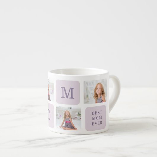 コラージュモダン写真最高のお母さん今まで紫の贈り物 エスプレッソカップ (正面右)
