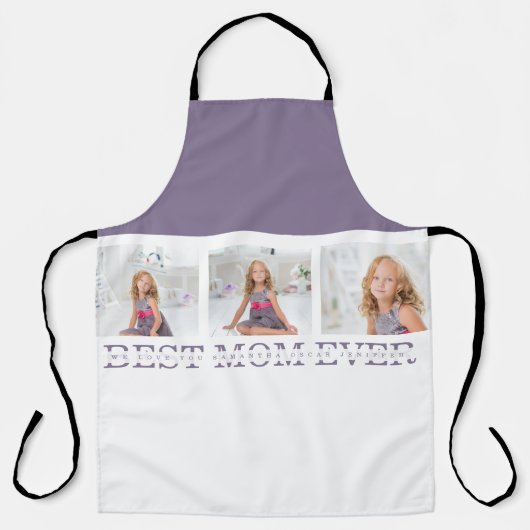 コラージュモダン写真最高のお母さん今まで紫の贈り物 エプロン (正面)
