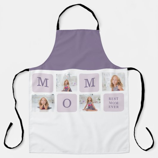コラージュモダン写真最高のお母さん今まで紫の贈り物 エプロン (正面)